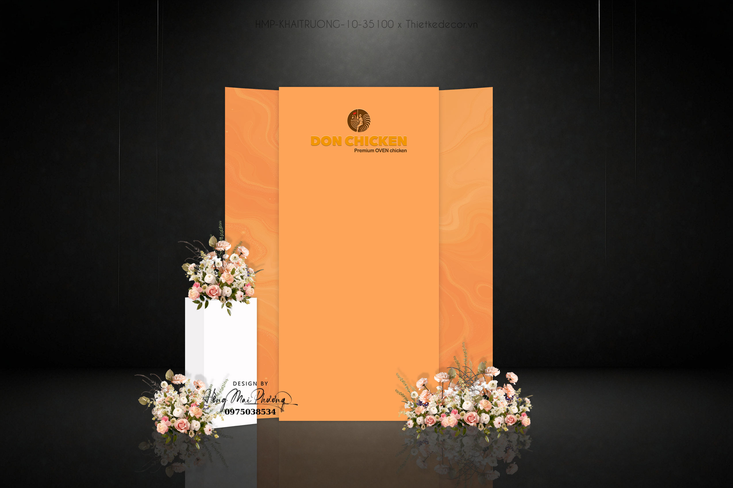 Khai trương tone cam đơn giản, nền loang